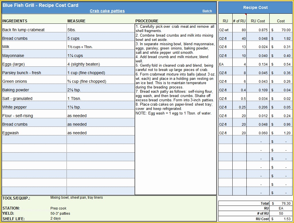 Free Recipe Costing Template Of Costing Spreadsheet Template Cost Estimate Spreadsheet