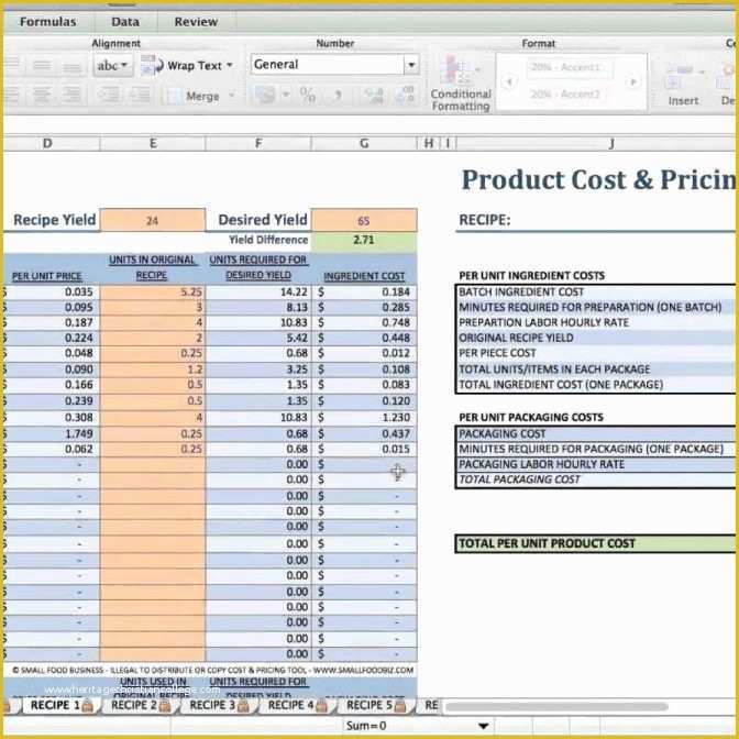 Free Recipe Costing Template Of Free Recipe Costing Template Uk