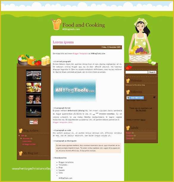 Free Recipe Website Template Of Food Recipe Blog Website Templates & themes