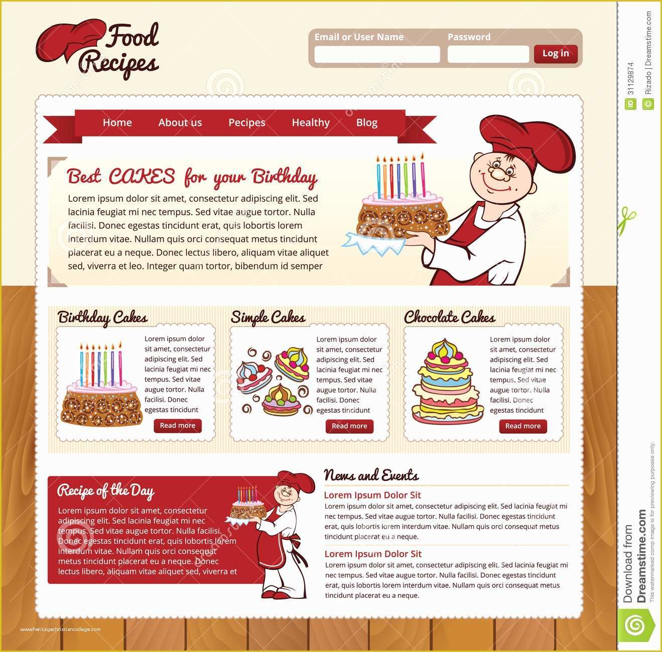 Free Recipe Website Template Of Food Recipes Web Template Stock Vector Illustration Of