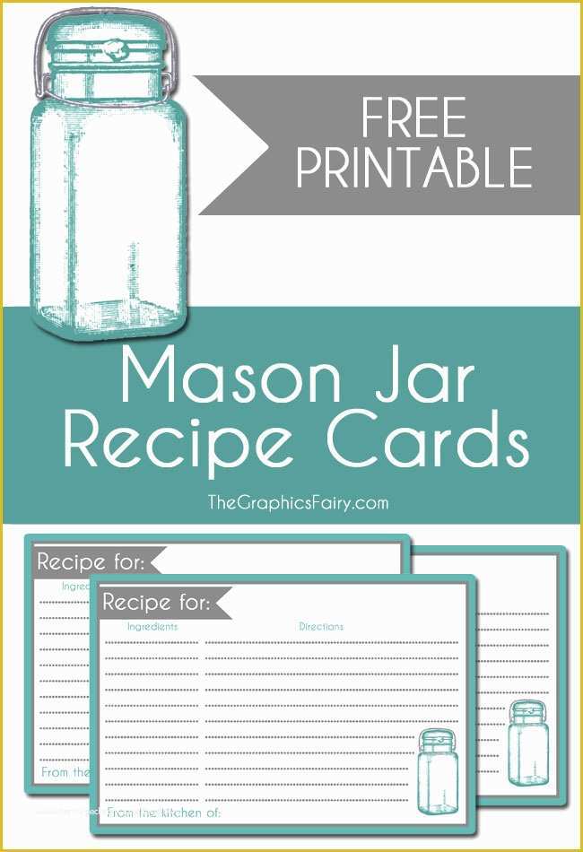 Free Recipe Website Template Of Mason Jar Recipe Card Printable the Graphics Fairy