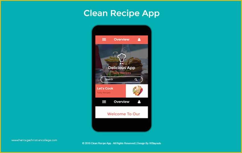 Free Recipe Website Template Of Mobile App Website Templates Designs Free