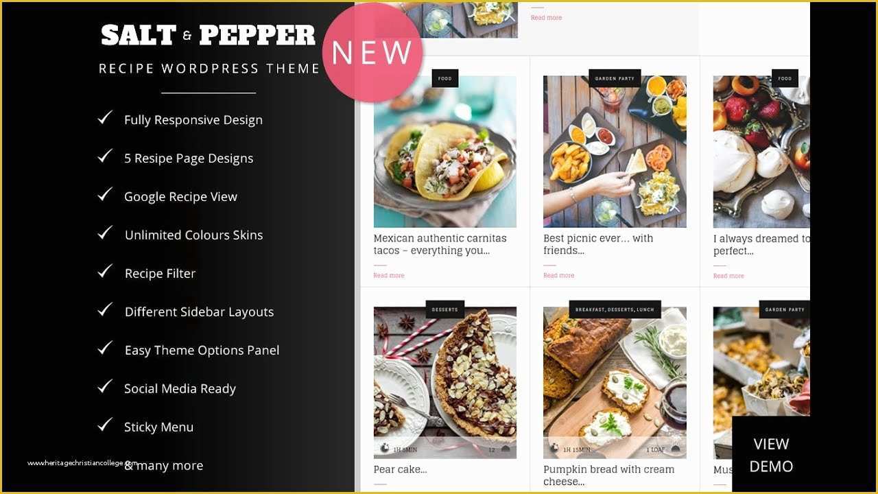 Free Recipe Website Template Of Salt & Pepper Food Recipes Blog Wordpress theme Food