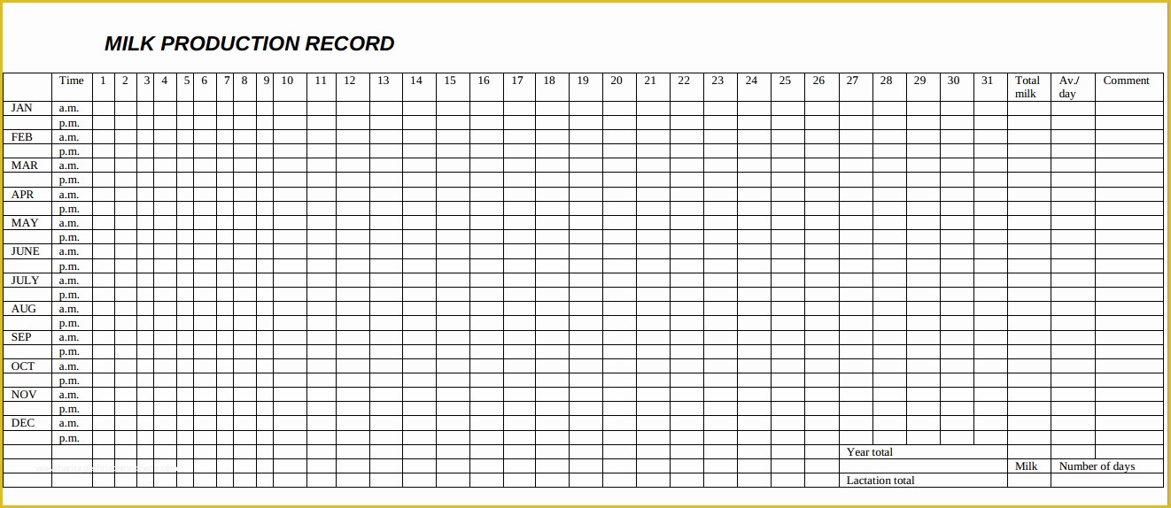 Free Record Keeping Templates Of Farm Record Keeping Templates