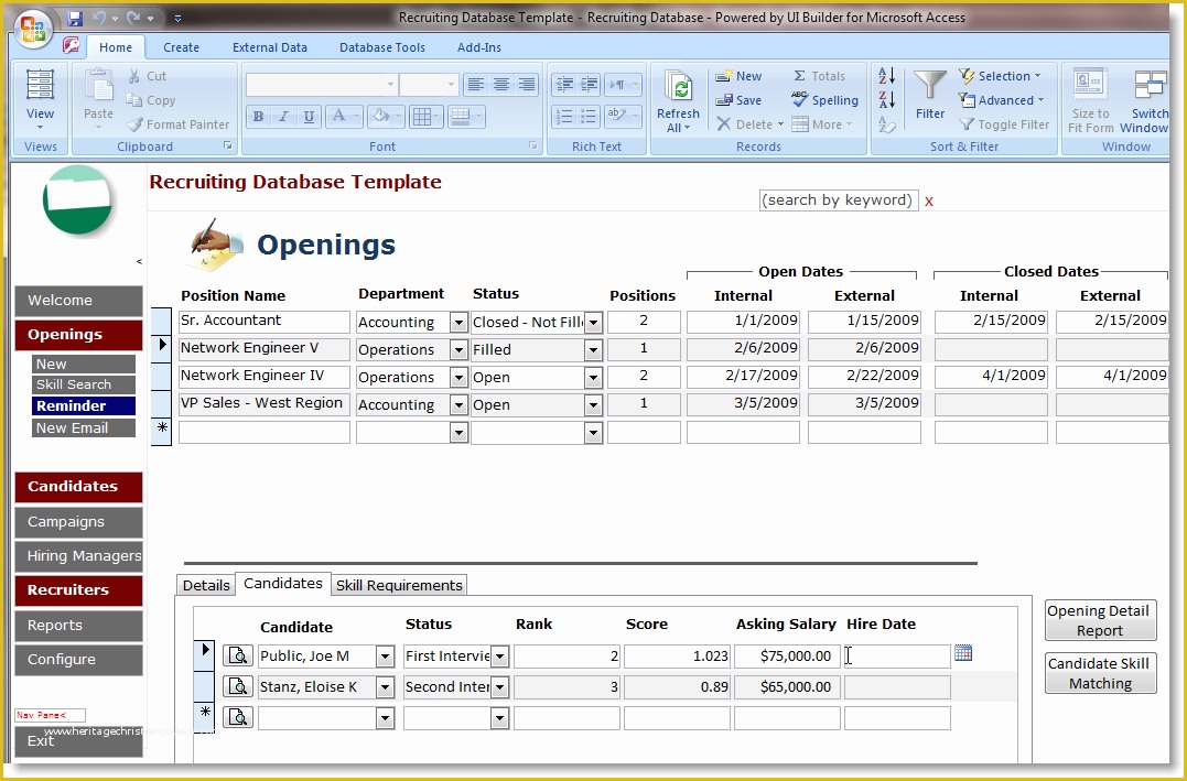 Free Recruitment Tracker Excel Template Of Microsoft Access Employee Recruiting Template