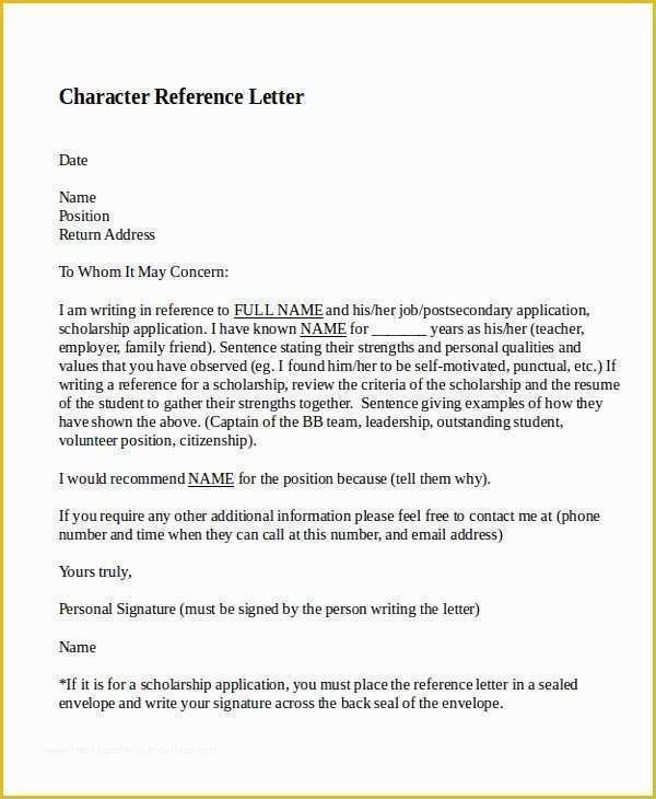 Free Reference Template Of 12 Sample Character Reference Letter Templates Pdf Doc