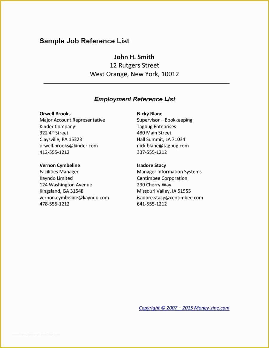 Free Reference Template Of 40 Professional Reference Page Sheet Templates