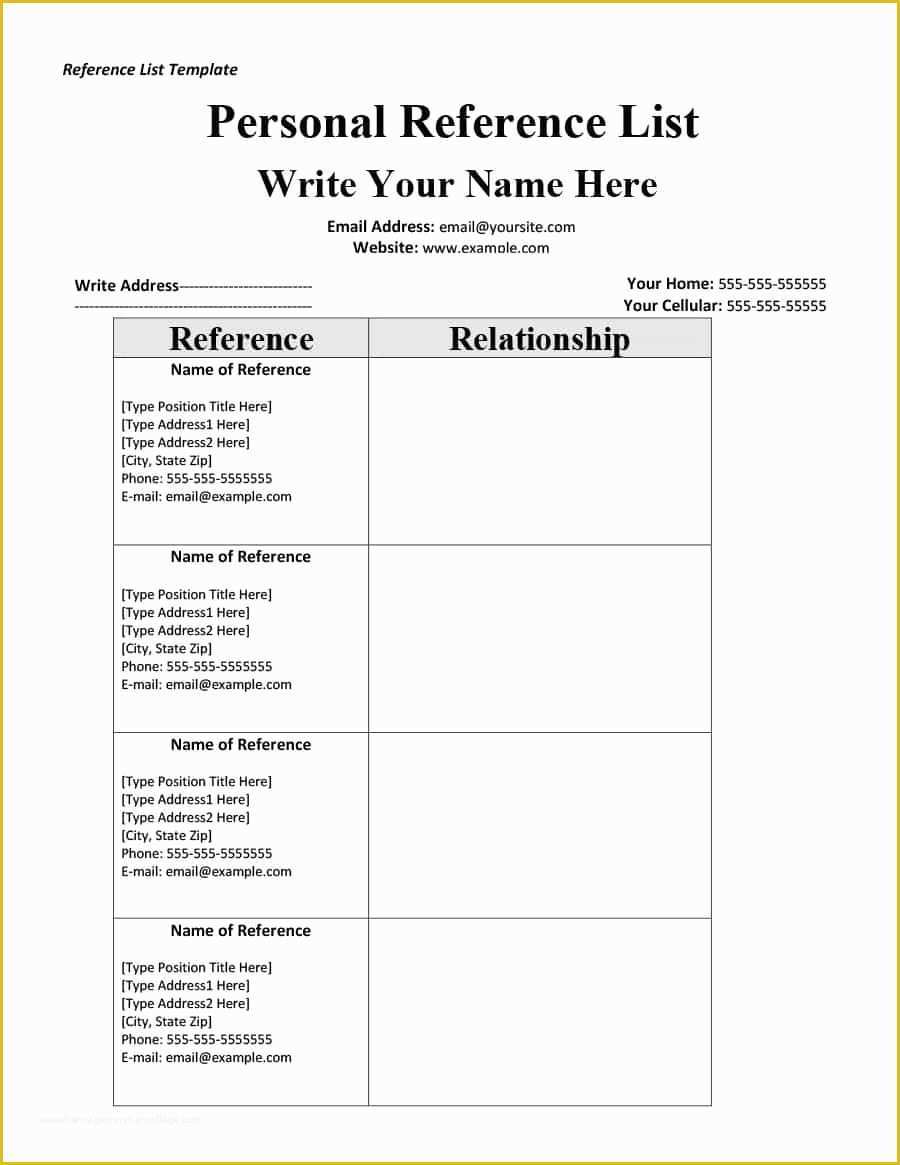 Free Reference Template Of 40 Professional Reference Page Sheet Templates