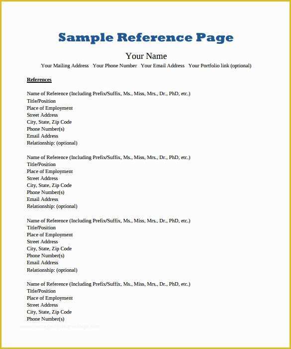 Free Reference Template Of Free Job Reference List Template Marchigianadoc