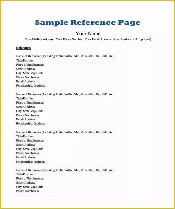 Free Reference Template Of Free Job Reference List Template Marchigianadoc