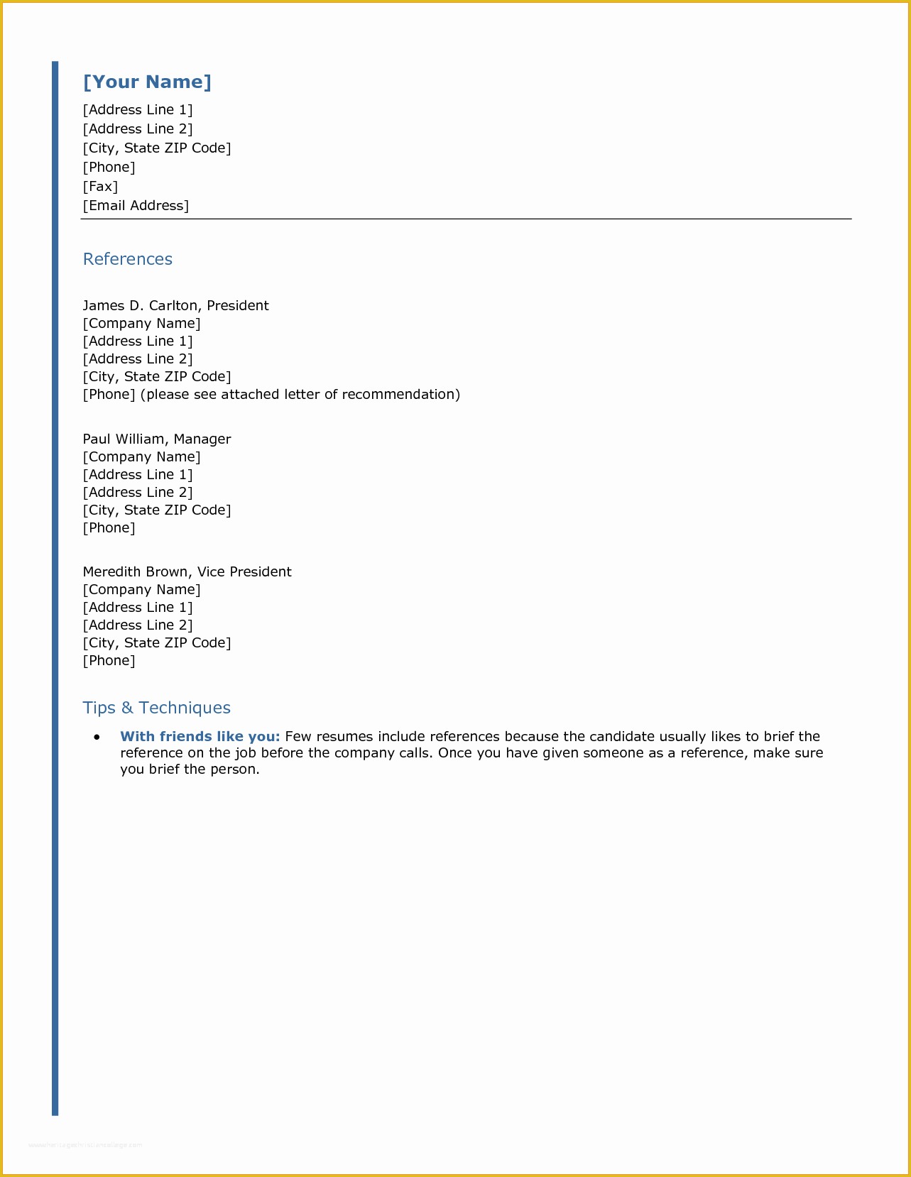 Free Reference Template Of Free References Template Portablegasgrillweber