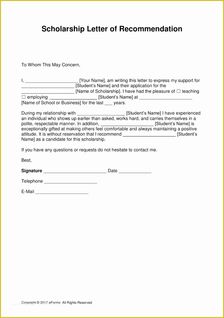 Free Reference Template Of Free Scholarship Re Mendation Letter Template with