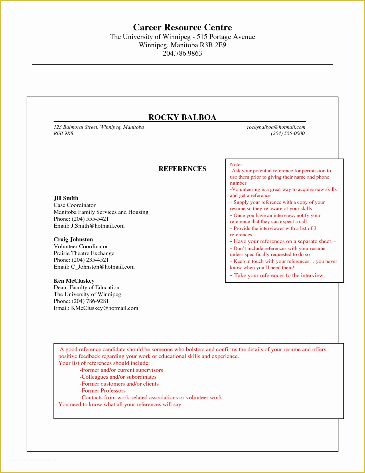 Free Reference Template Of Professional Reference Template