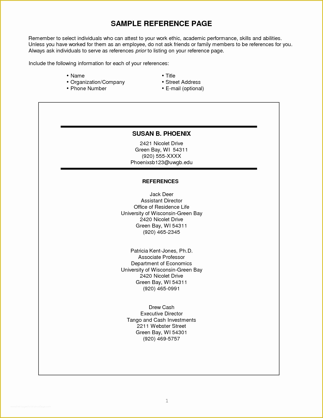 Free Reference Template Of References 3 Resume Templates