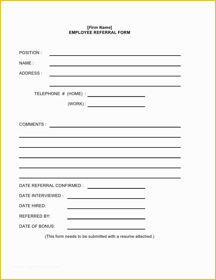 Free Referral form Template Of Employee Referral form