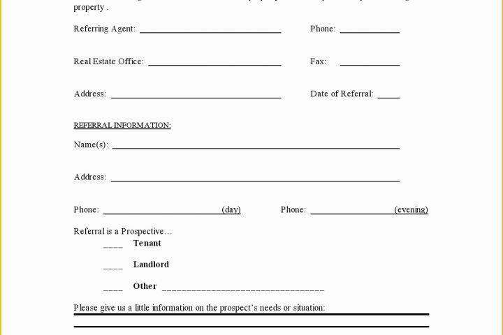 Free Referral form Template Of Free Printable Real Estate Referral form Template Pdf