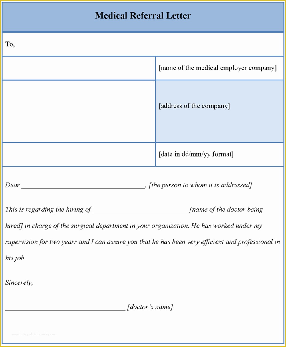 Free Referral form Template Of Medical Template for Referral Letter Template Of Medical