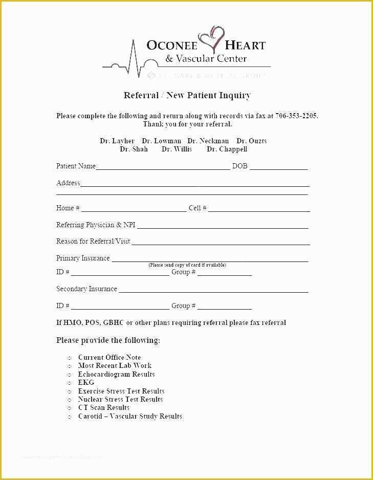 Free Referral form Template Of Patient Referral form Template Free Medical Referral form