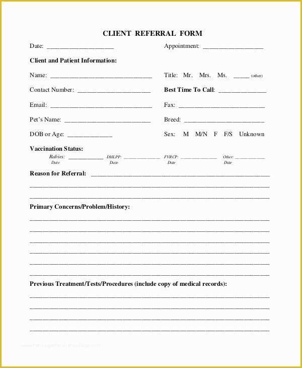 Free Referral form Template Of Sample Referral form 10 Examples In Word Pdf