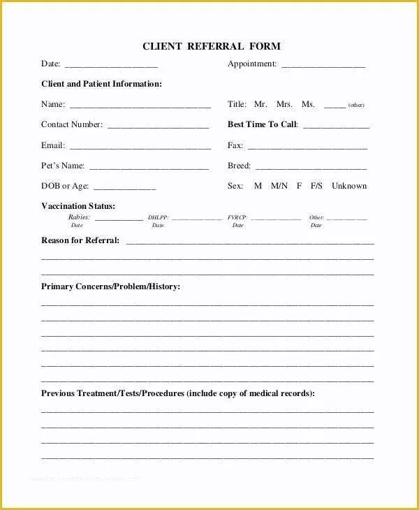 Free Referral form Template Of Sample Referral form 10 Examples In Word Pdf