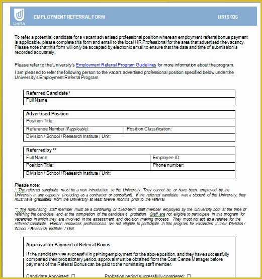 Free Referral Program Template Of 4 Employee Referral form Templates