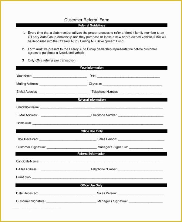 Free Referral Program Template Of Sample Referral form 10 Examples In Word Pdf