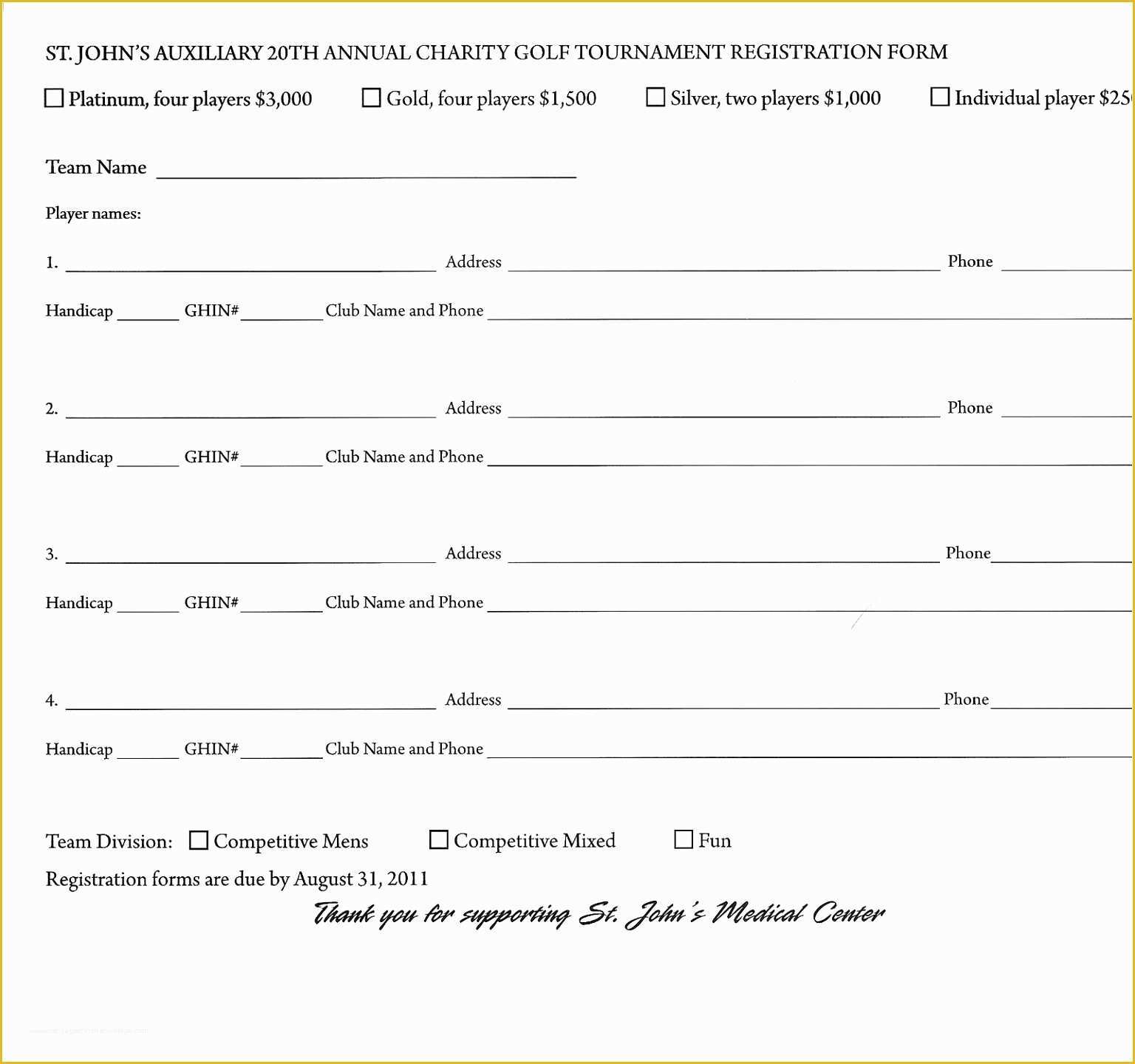 Free Registration form Template Of 10 Golf Registration form Template Utbio