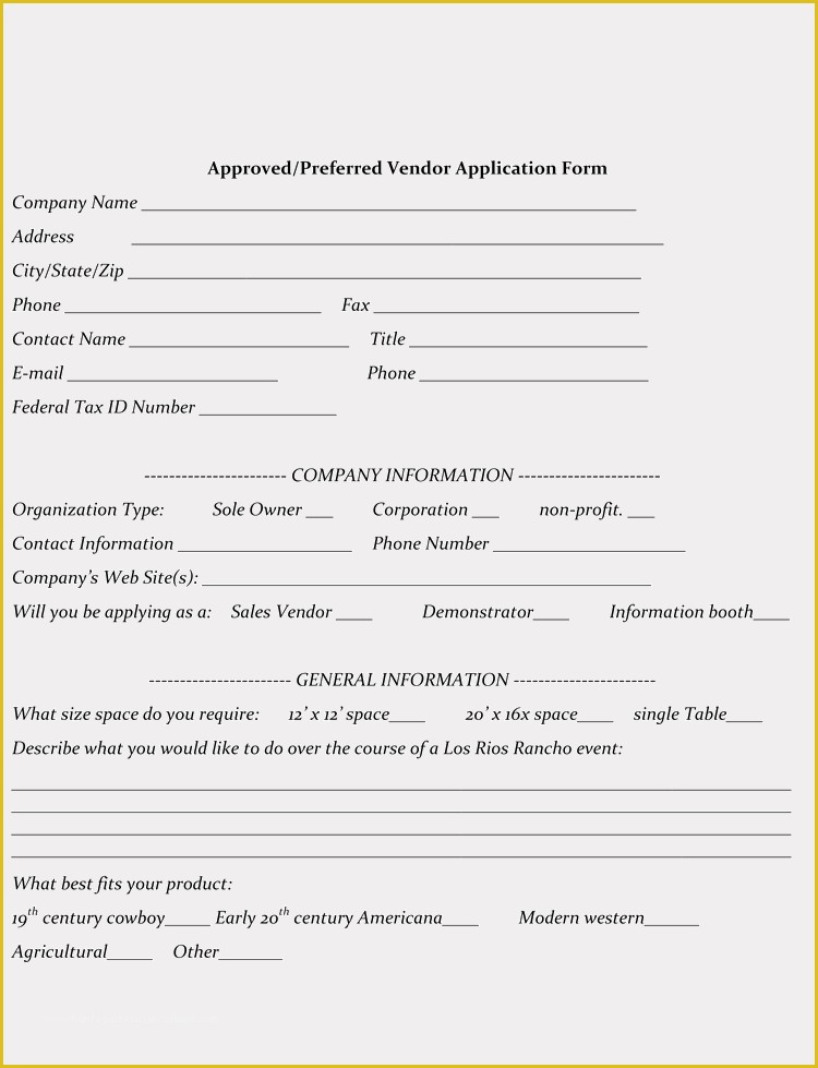 Free Registration form Template Of 9 Printable Blank Vendor Registration form Templates for