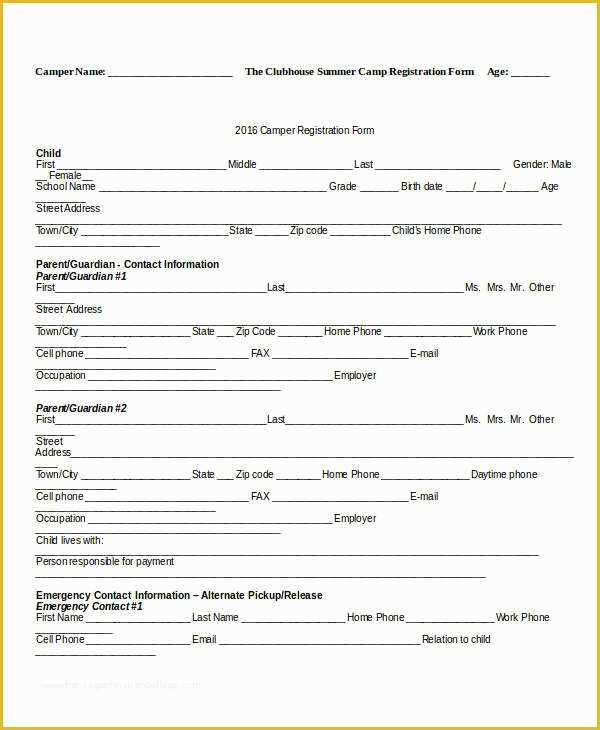 Free Registration form Template Of Registration form Template 9 Free Pdf Word Documents