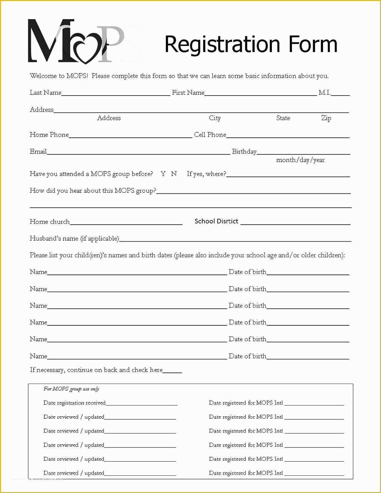 Free Registration form Template Of Registration forms Template Free