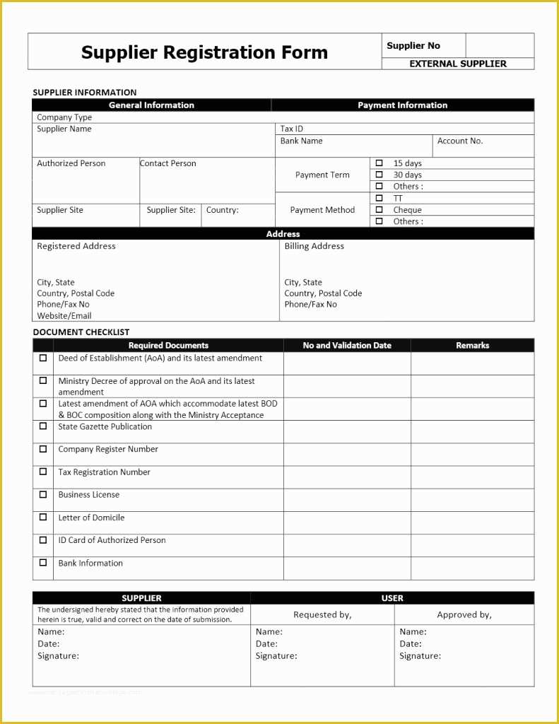 Free Registration form Template Of Supplier Registration form