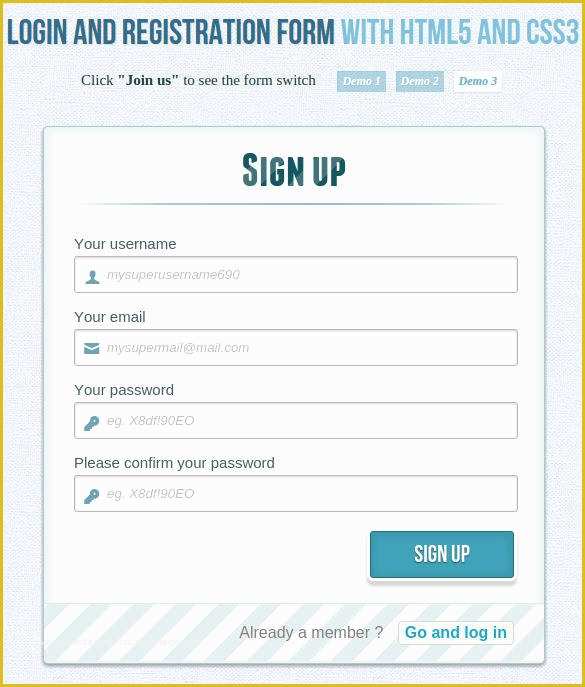 Free Registration Template Of 19 HTML5 Signup & Registration forms – Free HTML Css
