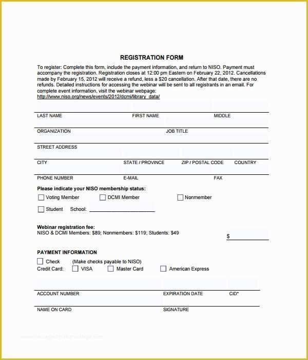 Free Registration Template Of form Templates 12 Free Word & Pdf Documents Download
