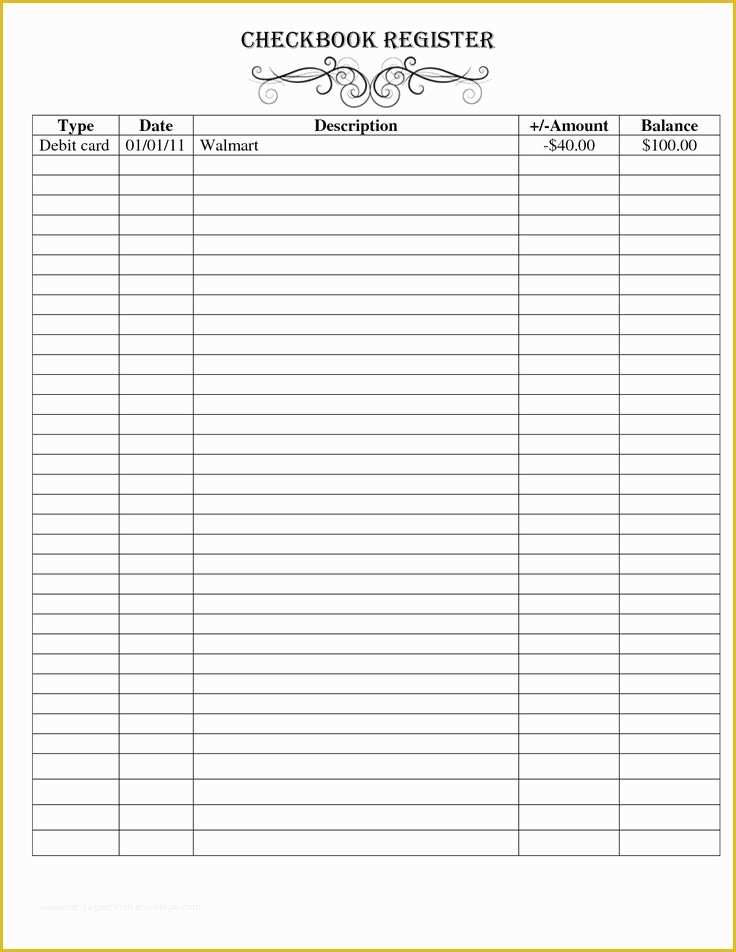 Free Registration Template Of Free Printable Checkbook Register Free Registration Template Of Free Printable Checkbook Register