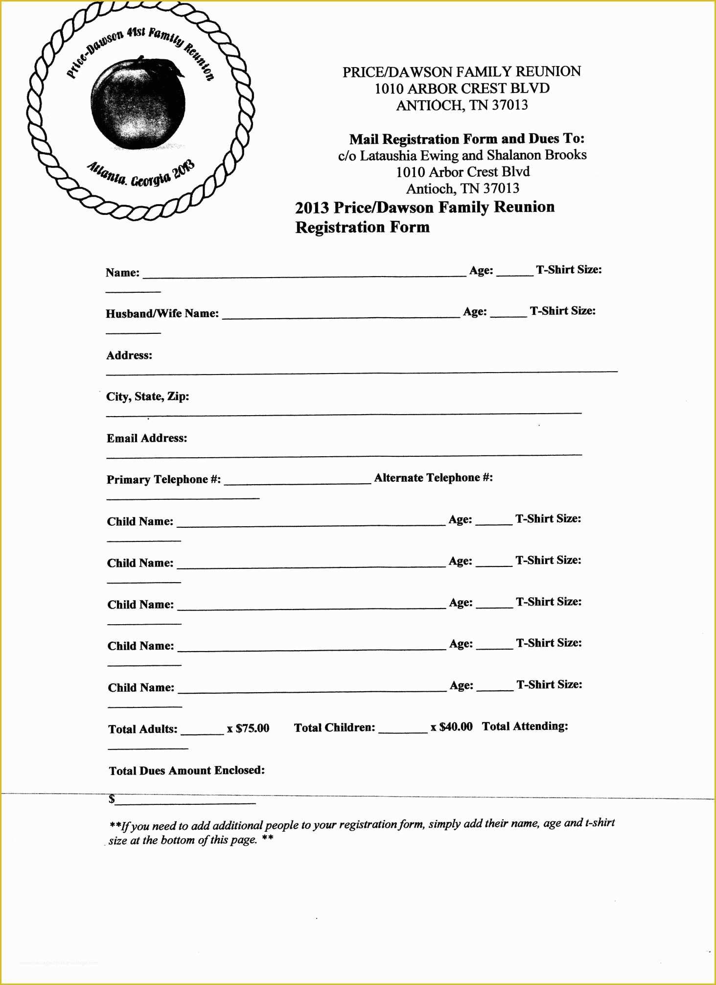 Free Registration Template Of Free Printable Family Reunion Letters