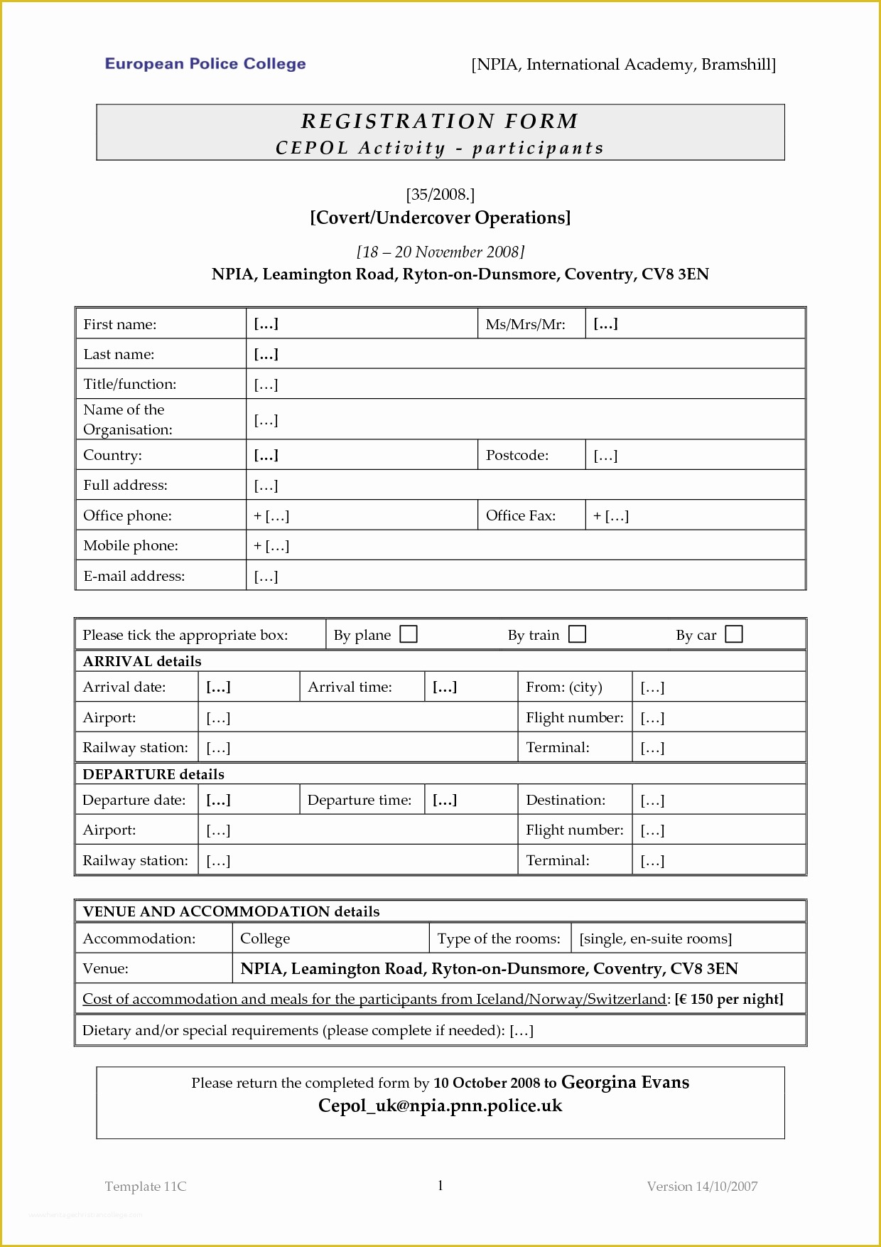 Free Registration Template Of Free Registration form Template Word