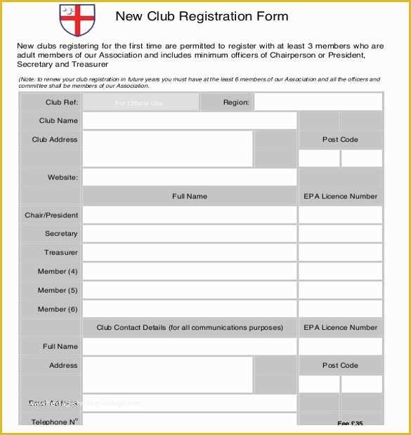 Free Registration Template Of Sports Registration forms Template Free Download