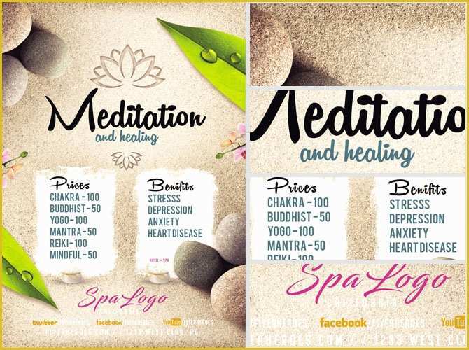 Free Reiki Brochure Template Of Meditation and Healing Spa Flyer Template Flyerheroes