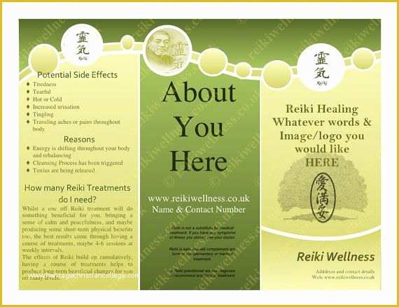 Free Reiki Brochure Template Of Tri Fold Reiki Leaflet Brochure Customised by