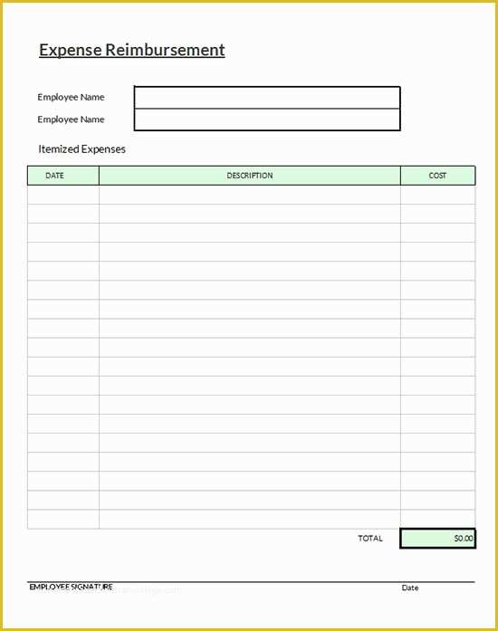 Free Reimbursement Request form Template Of Blank and Easy to Use Employee Expense Reimbursement