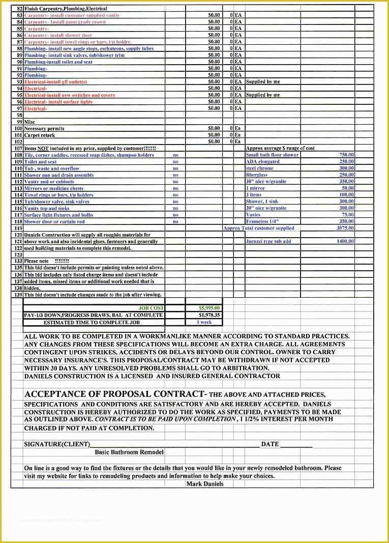 Free Remodeling Estimate Template Of Remodeling Bid Examples – Remodel Quick Tips