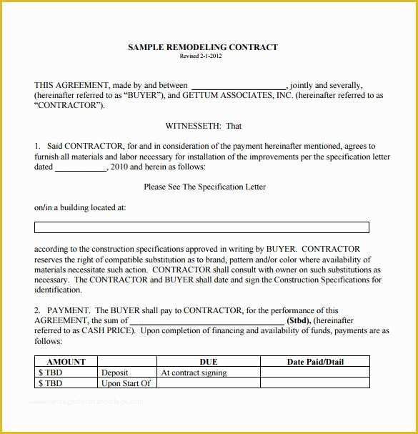 Free Renovation Contract Template Of 12 Remodeling Contract Templates Pages Docs Word
