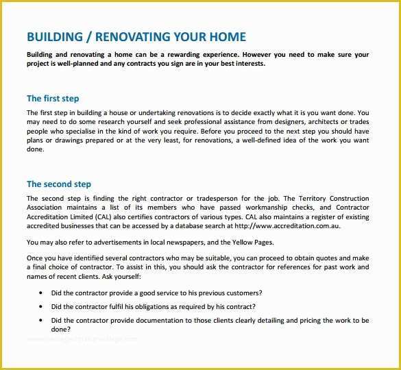 Free Renovation Contract Template Of 12 Renovation Contract Templates Word Docs
