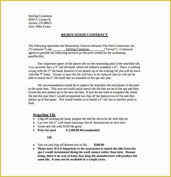 Free Renovation Contract Template Of 12 Renovation Contract Templates Word Docs