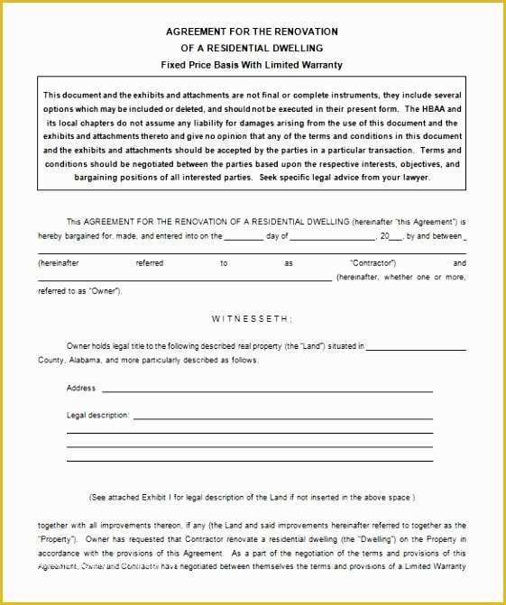 Free Renovation Contract Template Of 5 Renovation Contract Template Aietg