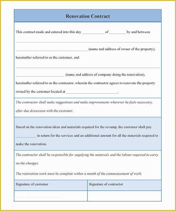 Free Renovation Contract Template Of 7 Renovation Contract Templates Doc Pdf