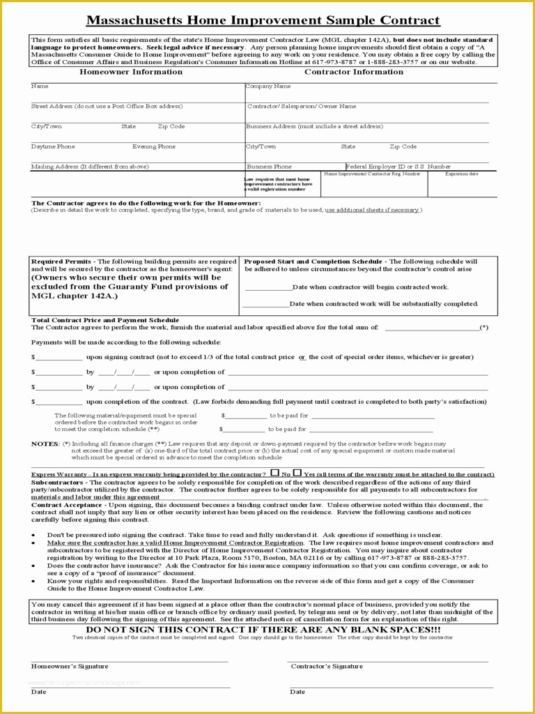 Free Renovation Contract Template Of Home Improvement Contract Template 3 Free Templates In