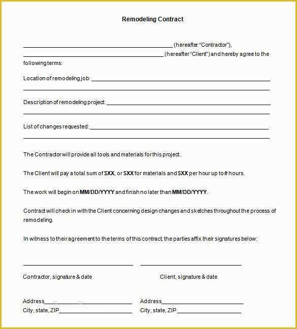 Free Renovation Contract Template Of Kitchen Remodeling Contract Sample – Wow Blog