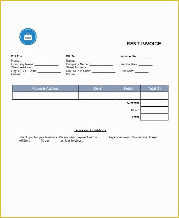 Free Rent Invoice Template Word Of Rent Invoice Template 8 Free Word Pdf format Download