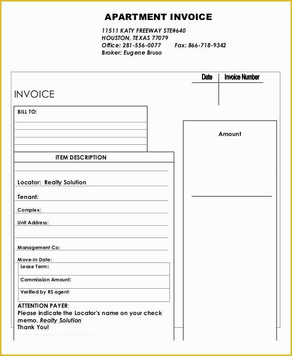 Free Rent Invoice Template Word Of Rent Invoice Template 8 Free Word Pdf format Download